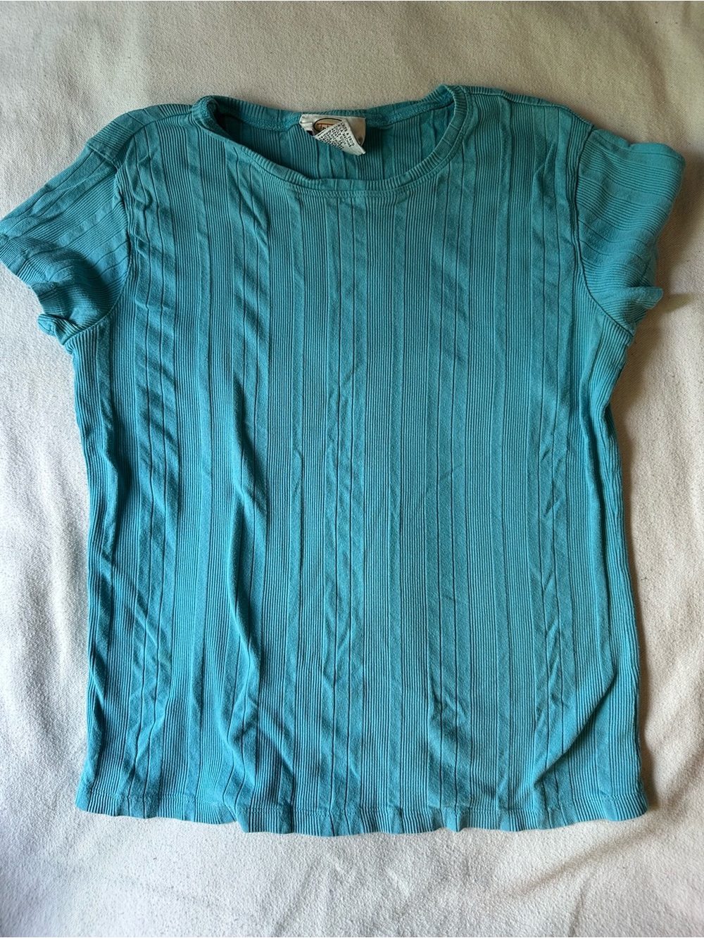 Talbots Women’s Short Sleeve Ribbed Cotton Top in Teal